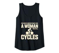 Womens Never Underestimate A Woman Who Still Cycles Tank Top
