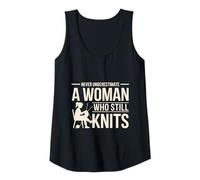 Womens Never Underestimate A Woman Who Still Knits Quote Tank Top