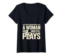 Women's Never Underestimate A Woman Who Still Plays Guitar V-Neck T-Shirt