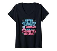 Womens Never Underestimate A Woman with A Chemistry Degree V-Neck T-Shirt