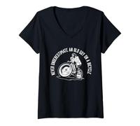 Women's Never Underestimate an Old Guy on a Bicycle Cyclist V-Neck T-Shirt