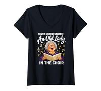 Women's Never Underestimate an Old Lady in The Choir Music Singer V-Neck T-Shirt