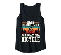 Womens Never Underestimate an Old Lady On A Bicycle Cycling Bike Tank Top