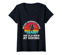 Women's Never Underestimate an Old Man Who Loves Hiking V-Neck T-Shirt