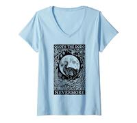 Women's Nevermore Quoth The Dodo Funny Gothic Extinct Paleontology V-Neck T-Shirt