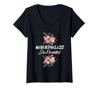 Womens Nevertheless She Persisted T-Shirt Feminist V-Neck T-Shirt