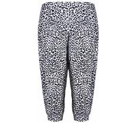 Womens New Animal Aztec Leopard Skull Printed Pattern Ladies Shorts 3/4 Cropped Harem Stretch Elasticated Waistband Trousers Pants Plus Size Black & White Leopard Print Size 16 - 18