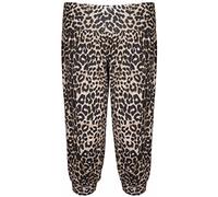 Womens New Animal Aztec Leopard Skull Printed Pattern Ladies Shorts 3/4 Cropped Harem Stretch Elasticated Waistband Trousers Pants Plus Size Black Leopard Print Size 16 - 18