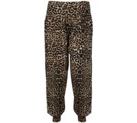 Womens New Animal Tie Dye Printed Pattern Ladies Long Stretch Elasticated Waistband Harem Baggy Pants Trousers Plus Size Brown Leopard Print Size 20-22