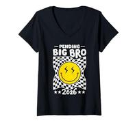 Womens New Baby Pending Big BRO 2026 Funny Brothers V-Neck T-Shirt