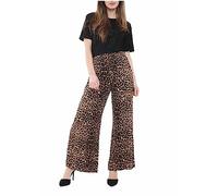 Womens New Black Wide Leg Flared Trousers Ladies Plain Stretch Fit Elasticated Waist Long Palazzo Pants Plus Size