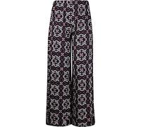 Womens New Black Wide Leg Flared Trousers Ladies Plain Stretch Fit Elasticated Waist Long Palazzo Pants Plus Size (20-22, Square Patch Purple)