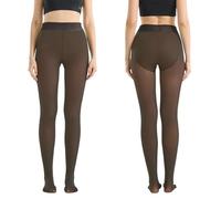 Women's New Compression Band & One Seam Option The Original Magic Fleece Lined Leggings Shaping Snatch Waist Warm Bare-Leg Tights Pants Black