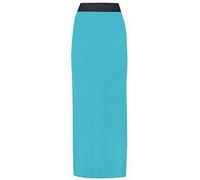 Womens New Contrast Elasticated Waist Ladies Plain Long Stretch Maxi Dress Full Length Summer Skirt Turquoise Size 12 - 14