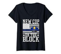 Womens New Cop on the Block Police V-Neck T-Shirt