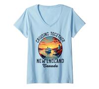 Womens New England Canada Cruise, Cruising Together Fall Souvenir V-Neck T-Shirt