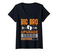 Womens New Family Member Big BRO Upgrade 2026 Funny Brothers V-Neck T-Shirt