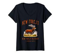 Women's New Forest District Deer Wildlife V-Neck T-Shirt