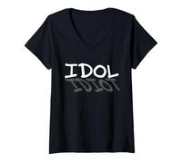 Womens New Idol Idiot Design - Funny Shadow Effect V-Neck T-Shirt
