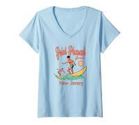 Womens New Jersey Surfer Point Pleasant Beach NJ Surfing Vacation V-Neck T-Shirt