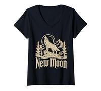 Womens New Moon Lunar Energy Spiritual Cosmic Vibes School 2026 V-Neck T-Shirt