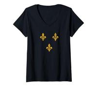 Women's NEW Orleans Flag NOLA Louisiana Fleur DE LIS V-Neck T-Shirt