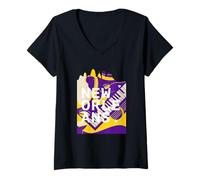Womens New Orleans Music Heritage Mardi Gras Party Louisiana V-Neck T-Shirt