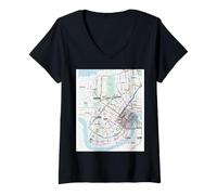 Women's New Orleans Transit System Travel Art USA V-Neck T-Shirt