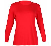 Womens New Plain Long Sleeve Casual Top Ladies Basic Stretch Fit Crew Neck Everyday T-Shirt Tops Plus Size Red Size 22-24