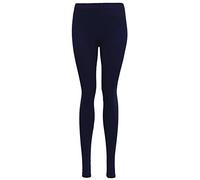 Womens New Plain Stretch Ladies Full Long Length Skinny Elasticated Waist Trousers Pants Leggings Navy Blue Size 24 - 26