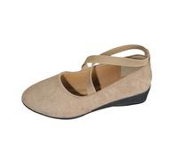 Women's New Pointed Toe Suede Casual Comfortable Roman Slope Heel Sports Casual Shoes Ladies Wide Fit Shoes 6.5 (Khaki, 6.5)