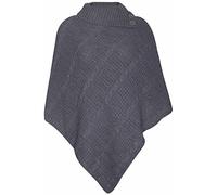 Womens New Poncho Button Ladies Long Knitted Folded Roll Neck Button Cape Shawl Wrap Shrug Jumper Top Plus Size Grey Size 20 - 22