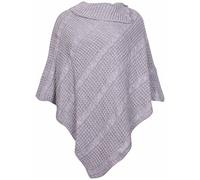 Womens New Poncho Button Ladies Long Knitted Folded Roll Neck Button Cape Shawl Wrap Shrug Jumper Top Plus Size Light Grey Size 16 - 18