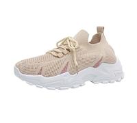 Women's New Thick Bottom Breathable Comfortable Leisure Non Lightweight Soft Sole Sports Casual Shoes Womens Walking Shoes Size 8 (Khaki, 6)