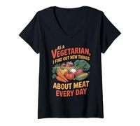 Women's New Things About Meat Garden Vegetables Vegetarian Vegan V-Neck T-Shirt