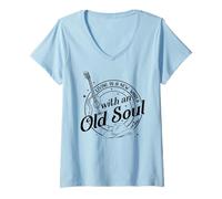 Womens New World Country Music, Guitar, Cowboy V-Neck T-Shirt