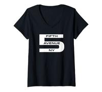 Womens New York Fifth Avenue Number Five Street Road NYC Manhattan V-Neck T-Shirt