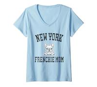 Womens New York Frenchie Mom T-Shirt NYC French Bulldog Dog Lover V-Neck T-Shirt