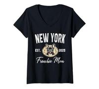 Womens New York Frenchie Mom T-Shirt NYC French Bulldog Dog Lover V-Neck T-Shirt