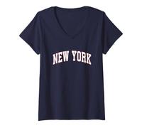 Womens New York - Throwback Design Print - Classic V-Neck T-Shirt