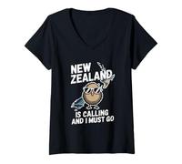 Womens New Zealand is Calling and I Must Go Kiwi Bird V-Neck T-Shirt