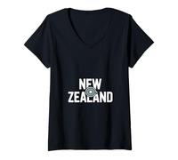 Womens New Zealand Kiwi Fruit Aotearoa Travel Souvenir V-Neck T-Shirt