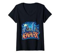 Womens Newark New Jersey NJ Downtown Skyline City Pride Urban Vibes V-Neck T-Shirt