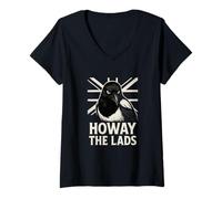 Womens Newcastle Fan Howay The Lads Black and White Magpie V-Neck T-Shirt