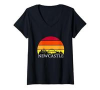Women's Newcastle Skyline - Tyne Bridge and Urban Landmarks V-Neck T-Shirt