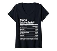 Women's Newfie Nutrition Facts Funny Newfoundland Dog V-Neck T-Shirt