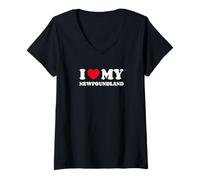 Womens Newfoundlands I Love My Newfoundland Dog Owner Lover V-Neck T-Shirt