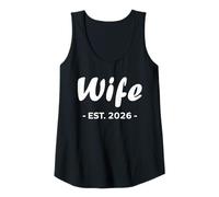 Womens Newlywed Marriage Quote Minimalist Simple Wife Est 2026 Tank Top