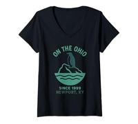 Womens Newport Penguin Shirt On The Ohio River Iceberg Bird V-Neck T-Shirt