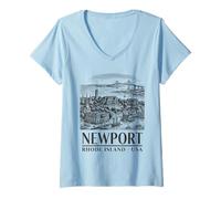 Women's Newport Rhode Island: Historic Mansions, Maritime Charm, V-Neck T-Shirt